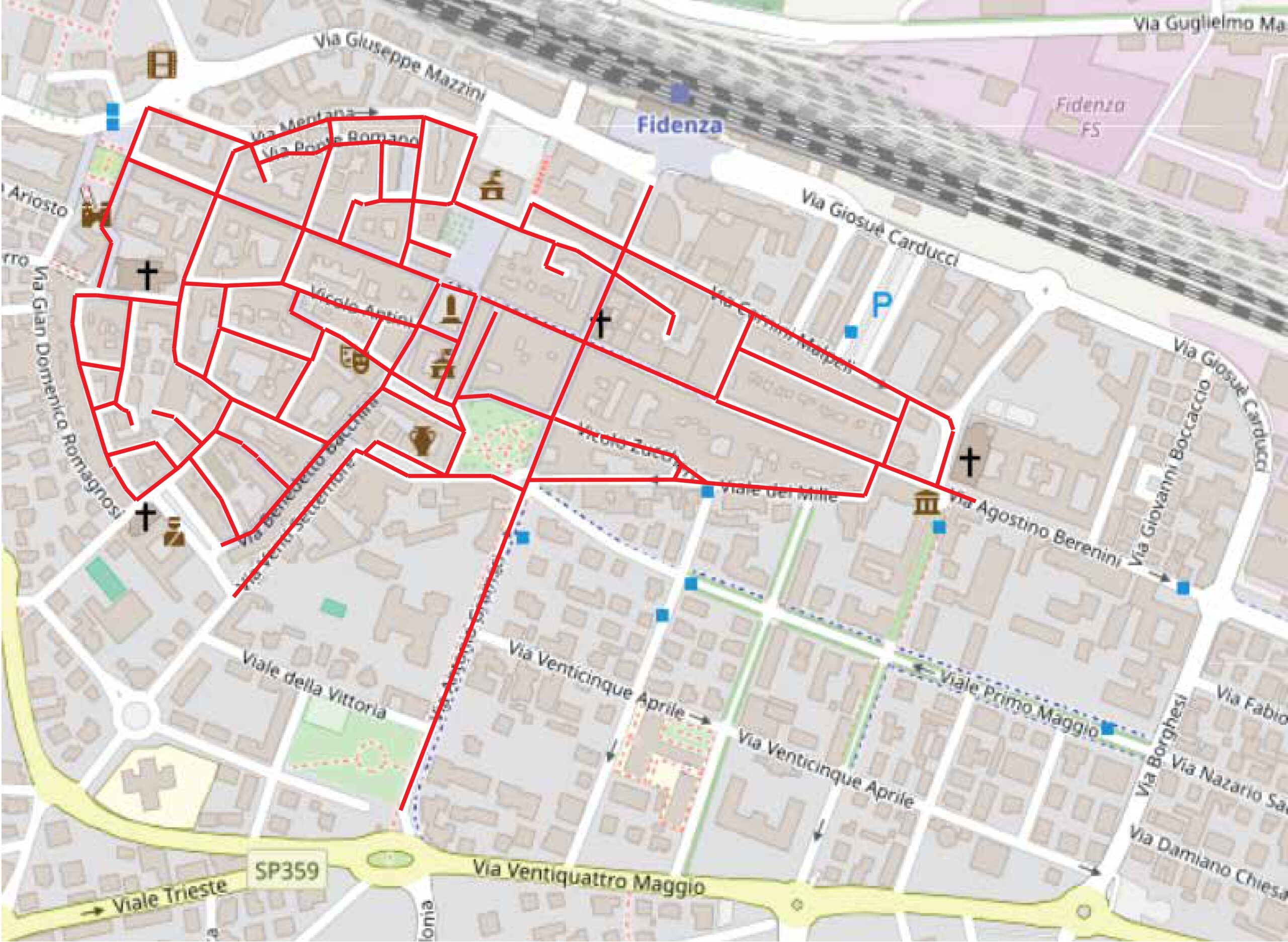 Mappa delle modifiche al giro di raccolta, Fidenza, 1,2,8.9. ottobre 2026